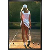 1art1 Mujeres Bonitas Póster con Marco (Madera DM) - Tennis Girl- Slip Off (91 x 61cm)